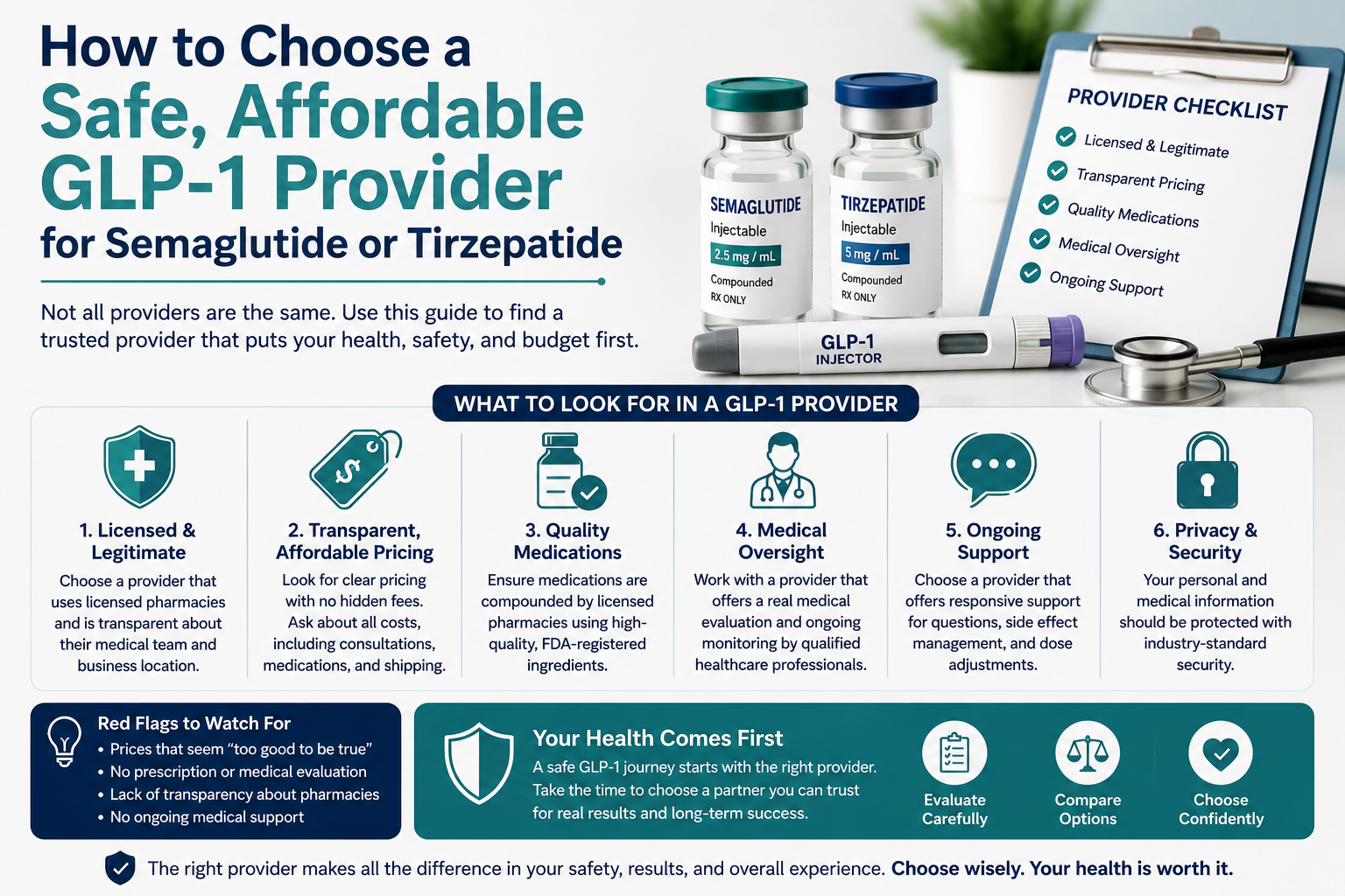 How to Choose a Safe, Affordable GLP-1 Provider for Semaglutide or Tirzepatide