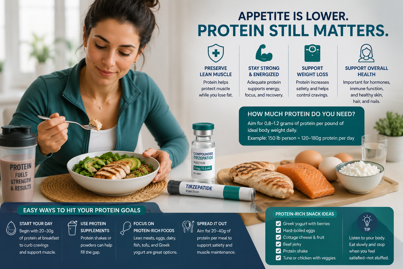 Compounded Tirzepatide Appetite Suppression: How to Eat Enough Protein
