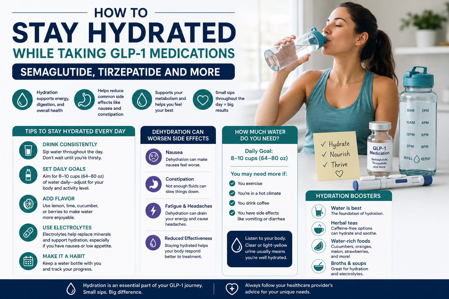 How to Stay Hydrated While Taking GLP-1 Medications (Semaglutide, Tirzepatide and More)